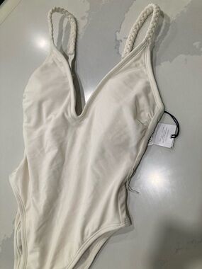 Shade & Shore Cream One-Piece Swimsuit with Braided Straps